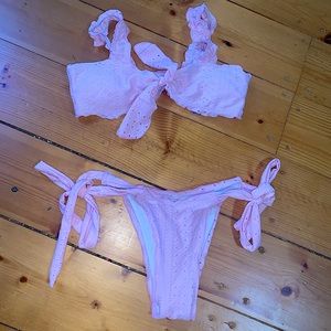 Baby Pink Lace Crocheted Bikini from ROMWE NWOT